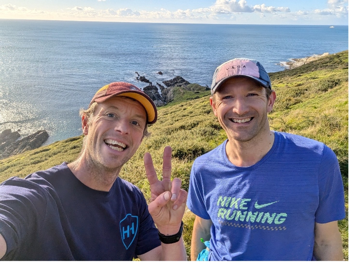 John Mildmay-White near the mouth of the Erme with training buddy Elliot Legg