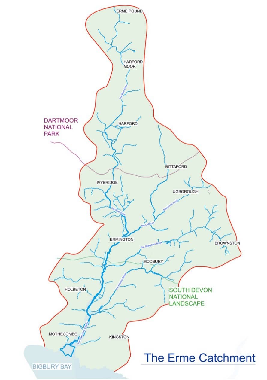 A map of the River Erme catchment